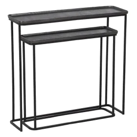 Hall 84 x 26 x 78 cm Black Grey Metal (2 Units) by BigBuy Home, Tables - Ref: S8802560, Price: 254,67 €, Discount: %