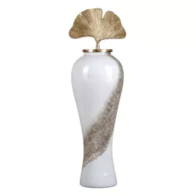 Vase 29 x 29 x 102 cm Crystal Golden Metal White by BigBuy Home, Vases - Ref: S8802590, Price: 136,58 €, Discount: %