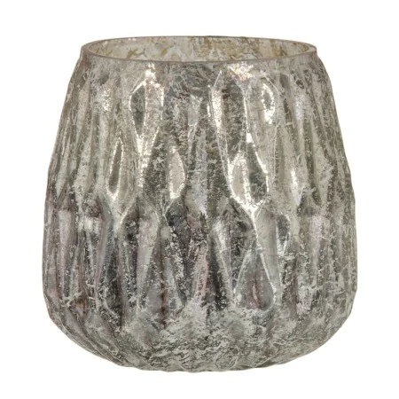 Bougeoir Verre Gris 11 x 11 x 11 cm de BigBuy Home, Bougeoirs et chandeliers - Réf : S8802637, Prix : 36,36 €, Remise : %