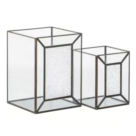 Portacandele Cristallo Dorato Metallo 22 x 22 x 29 cm (2 Unità) di BigBuy Home, Candelieri e portacandele - Rif: S8802672, Pr...