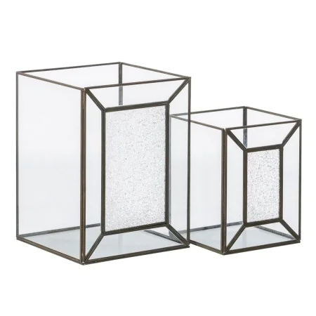 Portavelas Cristal Dorado Metal 22 x 22 x 29 cm (2 Unidades) de BigBuy Home, Candelabros y portavelas - Ref: S8802672, Precio...