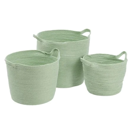 Set of Baskets Rope 33 x 33 x 38 cm Light Green (3 Pieces) by BigBuy Home, Storage baskets - Ref: S8802817, Price: 47,32 €, D...