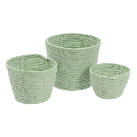 Set of Baskets Rope 17 x 17 x 20 cm Light Green (3 Pieces) by BigBuy Home, Storage baskets - Ref: S8802836, Price: 7,88 €, Di...