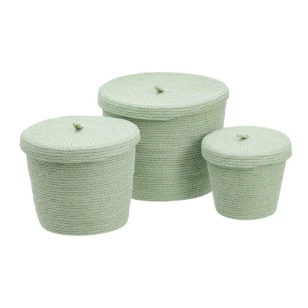 Cestino Multiuso 3 Pezzi 28 x 28 x 36 cm Corda Verde Chiaro di BigBuy Home, Cesti portaoggetti - Rif: S8802838, Prezzo: 44,44...