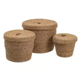 Cesta Multiusos 3 Peças 28 x 28 x 36 cm Natural Fibra natural de BigBuy Home, Cestos de arrumação - Ref: S8802841, Preço: 44,...