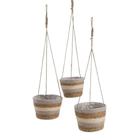 Lot de paniers Naturel Gris Fibre naturelle 20 x 20 x 27 cm (3 Pièces) de BigBuy Home, Paniers de rangement - Réf : S8802851,...