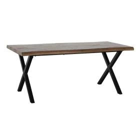 Dining Table Black Metal Brown 180 x 90 x 75 cm DMF by BigBuy Home, Dining Tables - Ref: S8803088, Price: 393,58 €, Discount: %