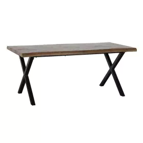 Dining Table Black Metal Brown 180 x 90 x 75 cm DMF by BigBuy Home, Dining Tables - Ref: S8803088, Price: 420,34 €, Discount: %