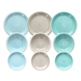 Tableware 18 Pieces Blue Green 1 cm Stoneware by BigBuy Home, Combination Sets - Ref: S8803258, Price: 83,28 €, Discount: %