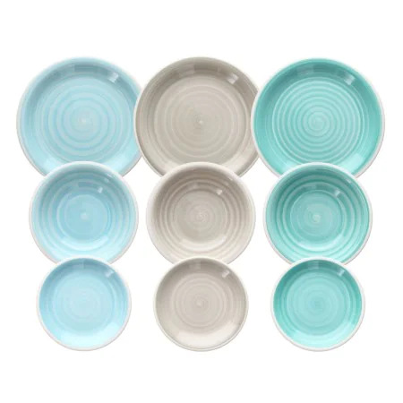 Tableware 18 Pieces Blue Green 1 cm Stoneware by BigBuy Home, Combination Sets - Ref: S8803258, Price: 80,71 €, Discount: %