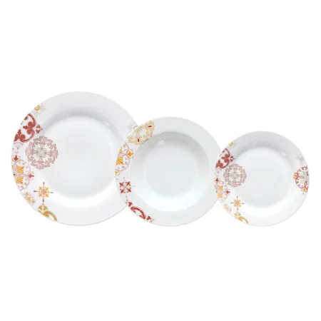 Vajilla 18 Piezas Porcelana Burdeos 1 cm Mostaza de BigBuy Home, Vajillas combinadas - Ref: S8803265, Precio: 64,54 €, Descue...