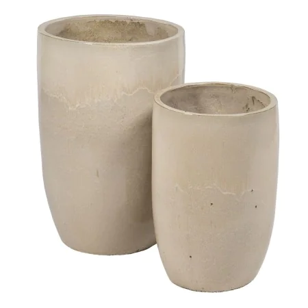 Vaso Crema Ceramica 52 x 52 x 80 cm (2 Unità) di BigBuy Home, Vasi - Rif: S8803411, Prezzo: 337,93 €, Sconto: %