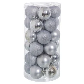 Boules de Noël Argenté Plastique Paillettes 6 x 6 x 6 cm (30 Unités) de BigBuy Christmas, Noël - Réf : S8803442, Prix : 10,70...