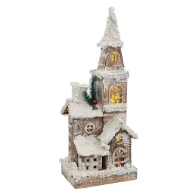 Decorazione Natalizia Bianco Beige Legno Casa 18 x 12 x 46 cm di BigBuy Christmas, Natale - Rif: S8803547, Prezzo: 25,40 €, S...