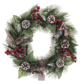 Coroa de Natal Branco Vermelho Verde Natural PVC 40 cm de BigBuy Christmas, Natal - Ref: S8803593, Preço: 23,39 €, Desconto: %