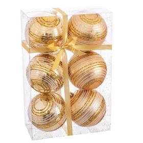 Bolas de Navidad Dorado Plástico Espiral 8 x 8 x 8 cm (6 Unidades) de BigBuy Christmas, Navidad - Ref: S8803620, Precio: 7,80...