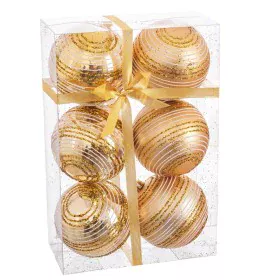 Bolas de Natal Dourado Plástico Espiral 8 x 8 x 8 cm (6 Unidades) de BigBuy Christmas, Natal - Ref: S8803620, Preço: 7,80 €, ...