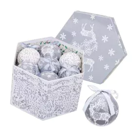 Bolas de Navidad Plateado Plata Papel Polyfoam Ciervo 7,5 x 7,5 x 7,5 cm (14 Unidades) de BigBuy Christmas, Navidad - Ref: S8...