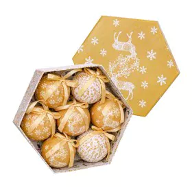 Bolas de Navidad Dorado Papel Polyfoam Ciervo 7,5 x 7,5 x 7,5 cm (7 Unidades) de BigBuy Christmas, Navidad - Ref: S8803749, P...