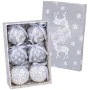 Bolas de Navidad Blanco Plateado Papel Polyfoam Ciervo 7,5 x 7,5 x 7,5 cm (6 Unidades) de BigBuy Christmas, Navidad - Ref: S8...