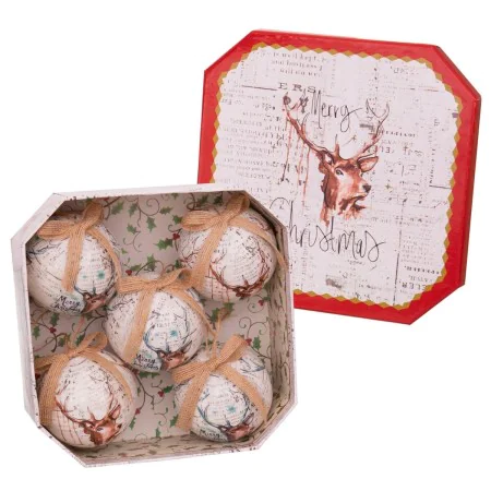 Boules de Noël Multicouleur Papier Polyfoam Cerf 7,5 x 7,5 x 7,5 cm (5 Unités) de BigBuy Christmas, Noël - Réf : S8803772, Pr...