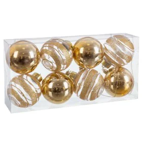 Bolas de Natal Dourado Plástico 8 x 8 x 8 cm (8 Unidades) de BigBuy Christmas, Natal - Ref: S8803784, Preço: 8,60 €, Desconto: %