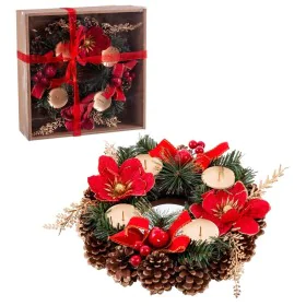 Portavelas Navideño Rojo Multicolor Metal Plástico Piñas 30 x 30 cm de BigBuy Christmas, Navidad - Ref: S8803839, Precio: 28,...