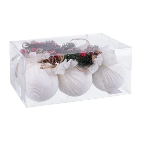 Boules de Noël Blanc Multicouleur Velours côtelé Foam 6 x 6 x 6 cm (6 Unités) de BigBuy Christmas, Noël - Réf : S8803849, Pri...