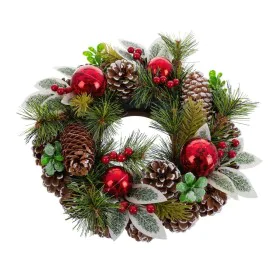 Weihnachtskranz Rot grün Bunt Kunststoff Foam Ananas 30 x 30 cm von BigBuy Christmas, Weihnachten - Ref: S8803855, Preis: 32,...