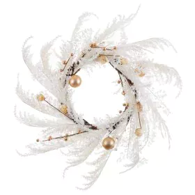 Couronne de Noël Blanc Doré Plastique 60 cm de BigBuy Christmas, Noël - Réf : S8803867, Prix : 42,23 €, Remise : %