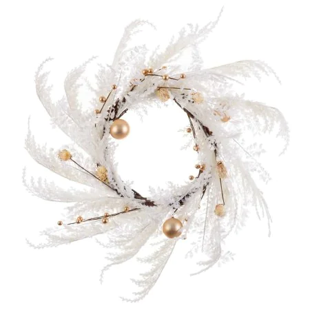 Couronne de Noël Blanc Doré Plastique 60 cm de BigBuy Christmas, Noël - Réf : S8803867, Prix : 42,23 €, Remise : %