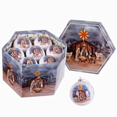 Christmas Baubles Multicolour Paper Polyfoam Nativity/Bethlehem 7,5 x 7,5 x 7,5 cm (14 Units) by BigBuy Christmas, Christmas ...