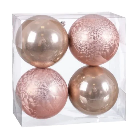 Boules de Noël Beige Plastique 10 x 10 x 10 cm (4 Unités) de BigBuy Christmas, Noël - Réf : S8803943, Prix : 8,60 €, Remise : %