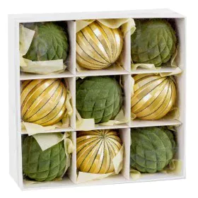 Boules de Noël Vert Doré Plastique 8 x 8 x 8 cm (9 Unités) de BigBuy Christmas, Noël - Réf : S8803958, Prix : 16,38 €, Remise...