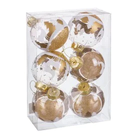 Bolas de Natal Dourado Plástico 8 cm (6 Unidades) de BigBuy Christmas, Natal - Ref: S8804066, Preço: 10,64 €, Desconto: %