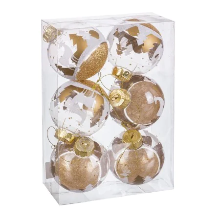 Boules de Noël Doré Plastique 8 cm (6 Unités) de BigBuy Christmas, Noël - Réf : S8804066, Prix : 10,64 €, Remise : %