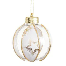 Boules de Noël Blanc Transparent Doré Plastique Tissu Etoiles 6 x 6 x 6 cm (6 Unités) de BigBuy Christmas, Noël - Réf : S8804...