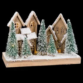 Decorazione Natalizia Bianco Verde Naturale Legno Plastica Paese 45 x 18 x 30 cm di BigBuy Christmas, Natale - Rif: S8804115,...