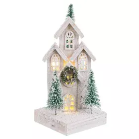 Adorno Navideño Blanco Verde Madera Plástico Pueblo 16 x 16 x 38 cm de BigBuy Christmas, Navidad - Ref: S8804116, Precio: 26,...