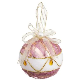 Boules de Noël Blanc Rose Polyfoam Tissu 10 x 10 x 10 cm (3 Unités) de BigBuy Christmas, Noël - Réf : S8804127, Prix : 7,94 €...