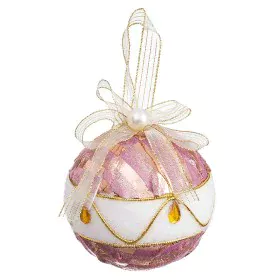 Christmas Baubles White Pink Polyfoam Fabric 10 x 10 x 10 cm (3 Units) by BigBuy Christmas, Christmas - Ref: S8804127, Price:...