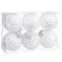 Boules de Noël Blanc Argenté Plastique Tissu Paillettes 8 x 8 x 8 cm (6 Unités) de BigBuy Christmas, Noël - Réf : S8804129, P...