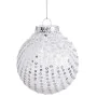 Bolas de Natal Branco Prateado Plástico Tecido Lantejoulas 8 x 8 x 8 cm (6 Unidades) de BigBuy Christmas, Natal - Ref: S88041...