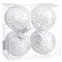 Bolas de Navidad Blanco Plateado Plástico Tejido Lentejuelas 10 x 10 x 10 cm (4 Unidades) de BigBuy Christmas, Navidad - Ref:...