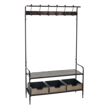 Recibidor con Cajones BRICK Perchero Marrón Negro Hierro 111 x 37 x 185 cm de BigBuy Home, Juegos de muebles - Ref: S8804251,...