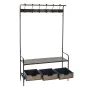 Hall Table with Drawers BRICK Coat rack Brown Black Iron 111 x 37 x 185 cm by BigBuy Home, Hallway Furniture Sets - Ref: S880...