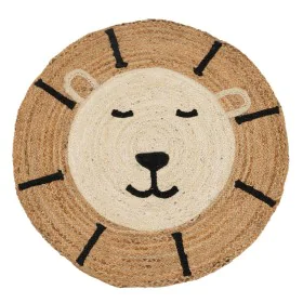 Tapis Lion Blanc Beige 100 % Jute 100 x 100 cm de BigBuy Home, Tapis - Réf : S8804442, Prix : 32,00 €, Remise : %