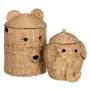 Basket Elephant Black Beige Natural Fibre 38 x 38 x 42 cm by BigBuy Home, Storage baskets - Ref: S8804498, Price: 66,60 €, Di...