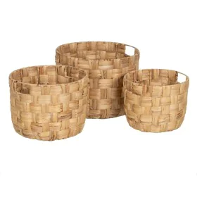 Conjunto de Cestos Bege Fibra natural 38 x 38 x 28 cm (3 Unidades) de BigBuy Home, Cestos de arrumação - Ref: S8804538, Preço...