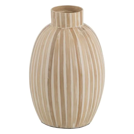 Vase Blanc Beige Bambou 24 x 24 x 37 cm de BigBuy Home, Vases - Réf : S8804619, Prix : 36,17 €, Remise : %